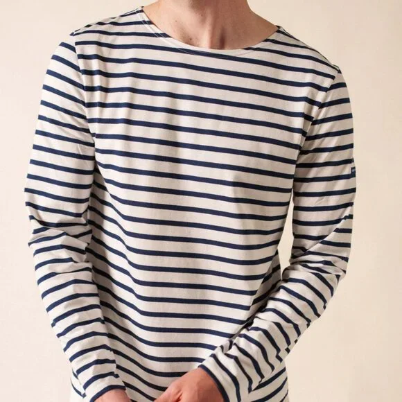 NWT - Saint James Minquiers Unisex Stripe T-shirts - Neige/Marine⚓ - Picture 4 of 4